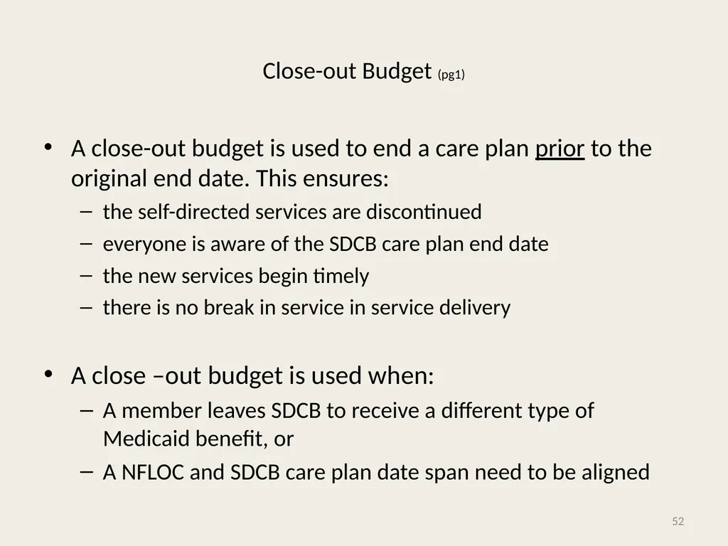 Self-Directed Community Benefits HSD/MAD/SDCB - slide 52 of 86
