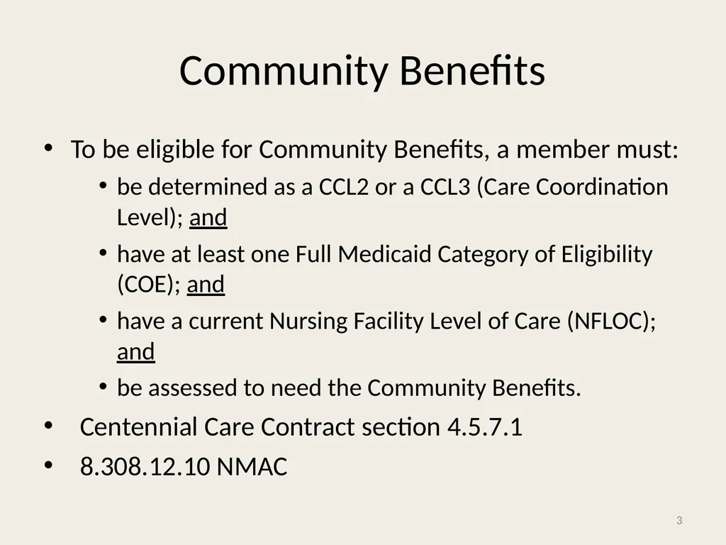 Self-Directed Community Benefits HSD/MAD/SDCB - slide 3 of 86