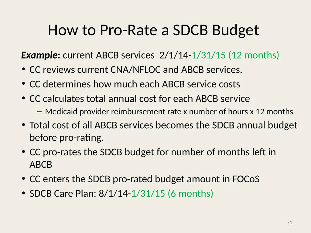 Self-Directed Community Benefits HSD/MAD/SDCB - slide 71 of 86