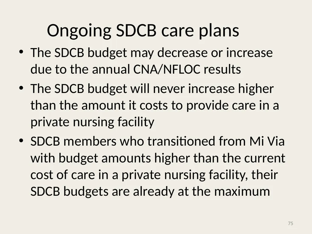 Self-Directed Community Benefits HSD/MAD/SDCB - slide 75 of 86