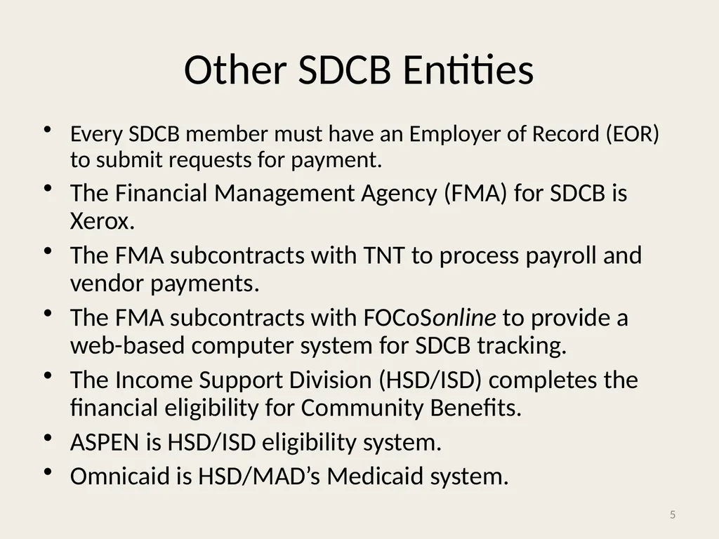 Self-Directed Community Benefits HSD/MAD/SDCB - slide 5 of 86