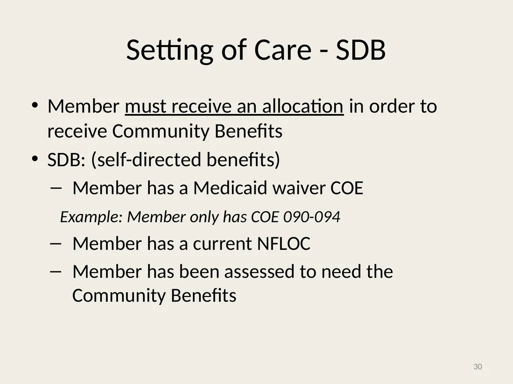 Self-Directed Community Benefits HSD/MAD/SDCB - slide 30 of 86