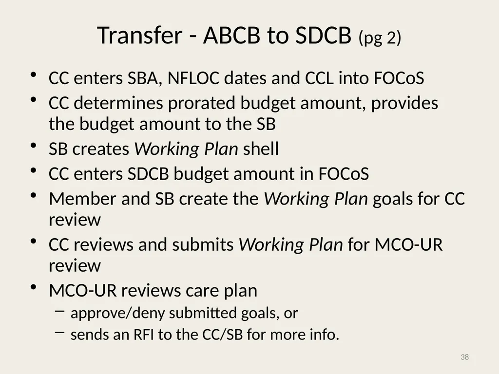 Self-Directed Community Benefits HSD/MAD/SDCB - slide 38 of 86