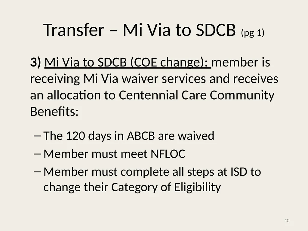 Self-Directed Community Benefits HSD/MAD/SDCB - slide 40 of 86