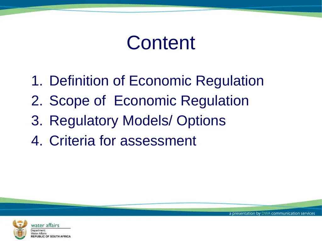 Economic Regulator: Options and Models Report - slide 2 of 30