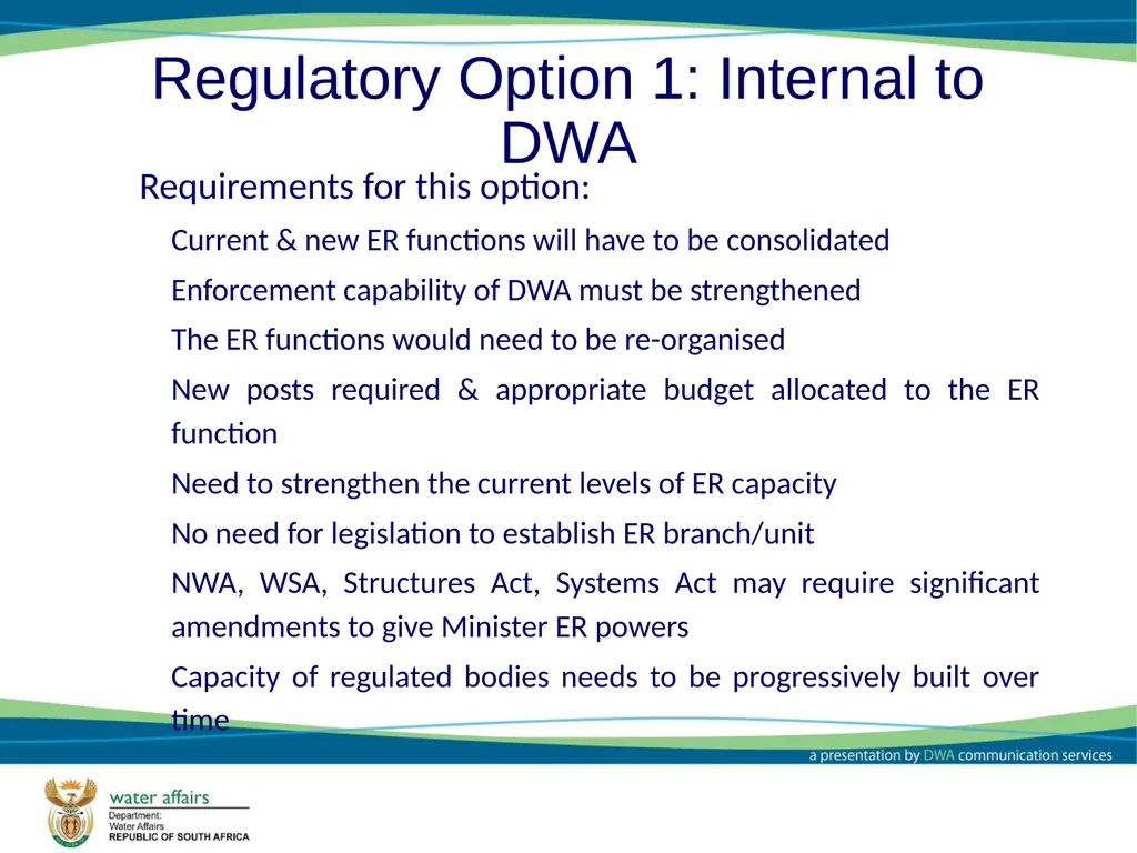 Economic Regulator: Options and Models Report - slide 18 of 30