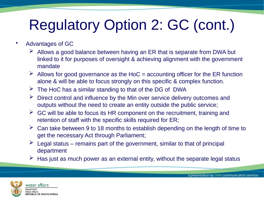 Economic Regulator: Options and Models Report - slide 23 of 30