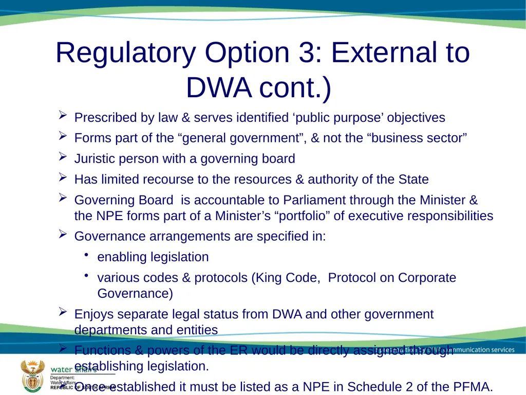 Economic Regulator: Options and Models Report - slide 26 of 30