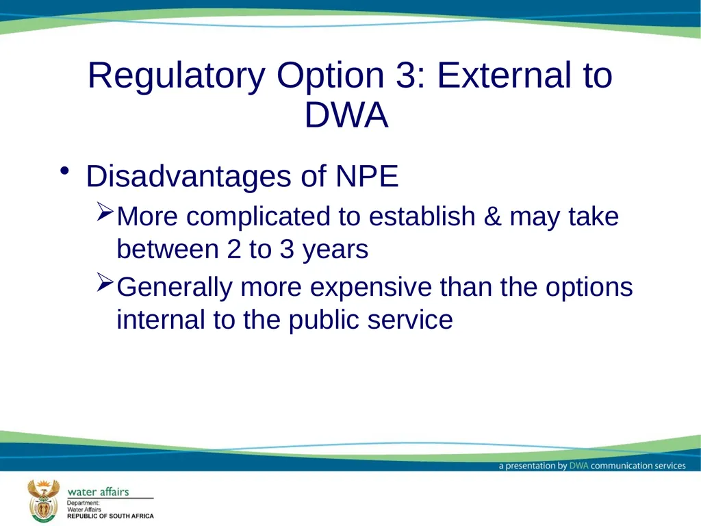 Economic Regulator: Options and Models Report - slide 28 of 30