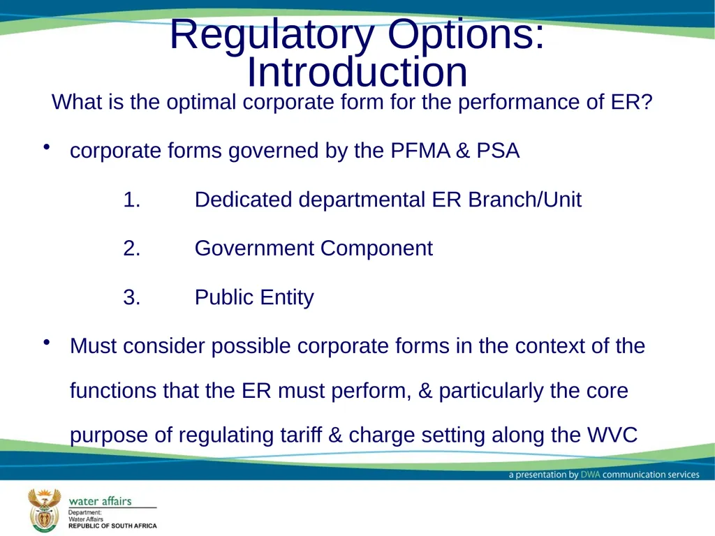 Economic Regulator: Options and Models Report - slide 15 of 30