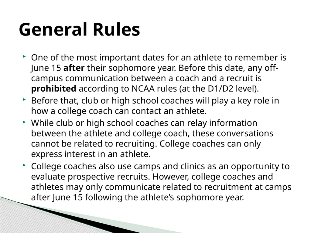 Recruiting 101 Rules and Calendars NCAA National - slide 18 of 27