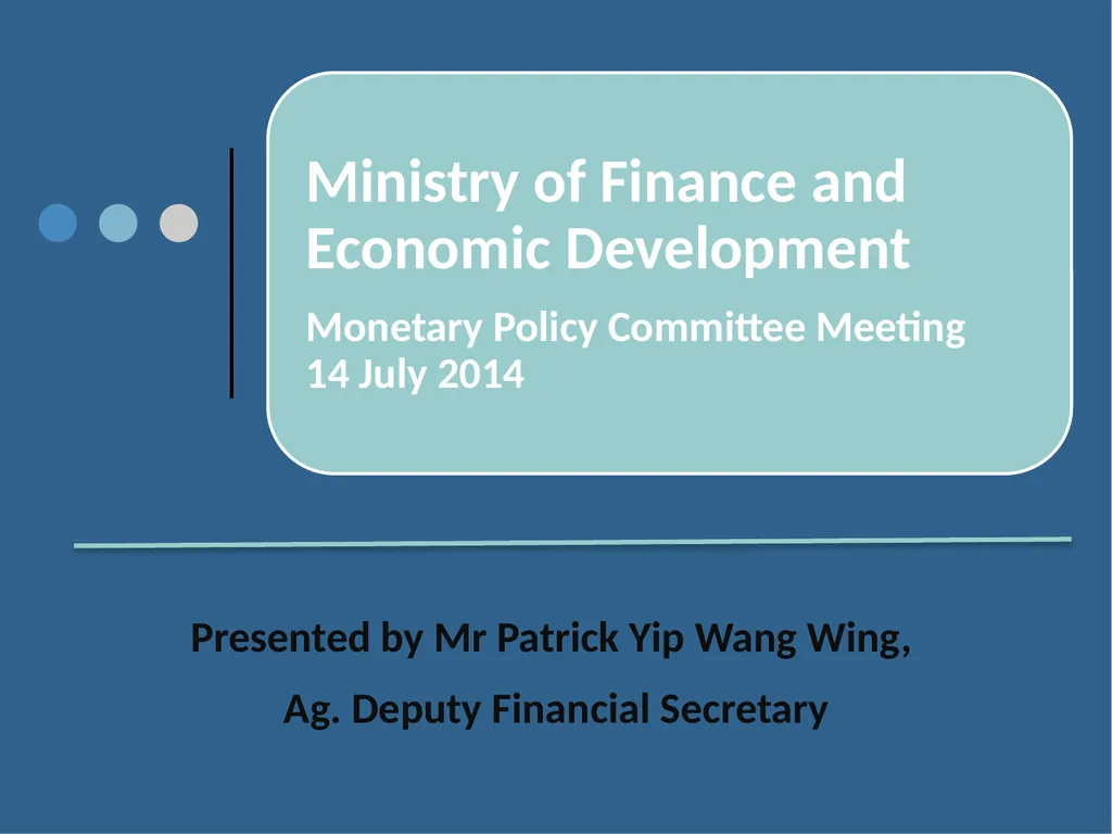 Presented by Mr Patrick Yip Wang Wing, Ag. Deputy - slide 1 of 18