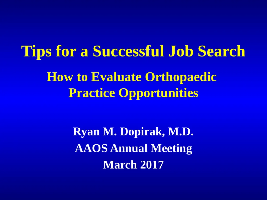 Tips for a Successful Job Search How to Evaluate