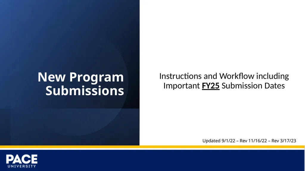 New Program Submissions Instructions and Workflow - slide 1 of 13