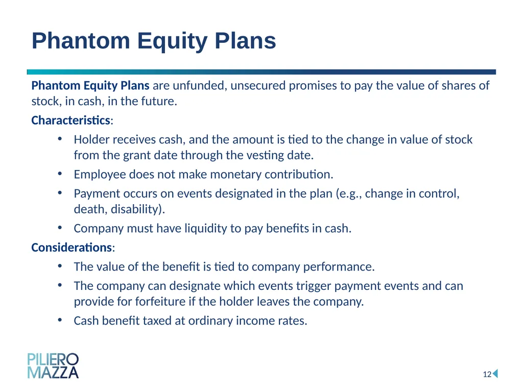 Equity Incentive Programs: Strategies for Employee - slide 12 of 15