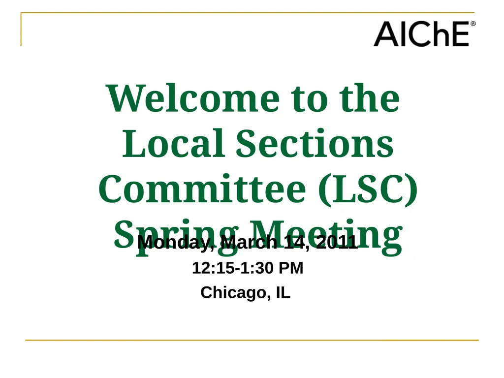 Welcome to the Local Sections Committee (LSC)
