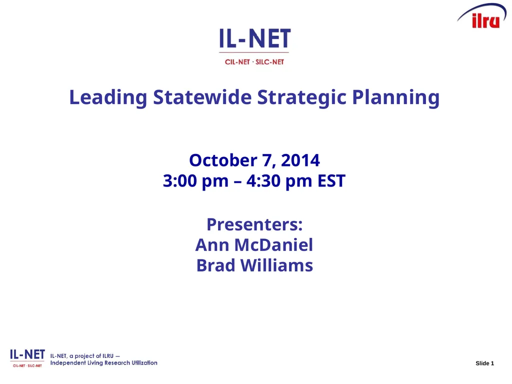 Leading Statewide Strategic Planning October 7, - slide 1 of 35