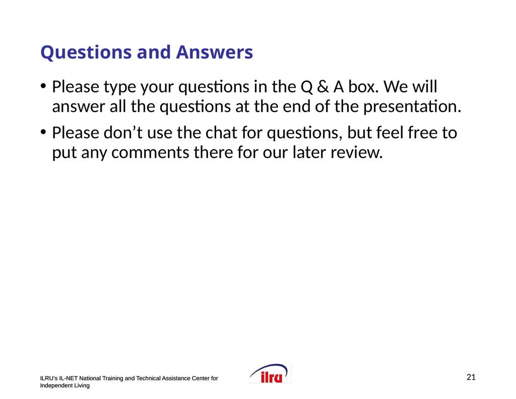 >>Slide 1 IL-NET National Training and Technical - slide 21 of 36