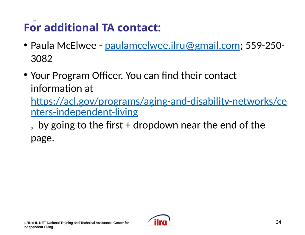 >>Slide 1 IL-NET National Training and Technical - slide 34 of 36