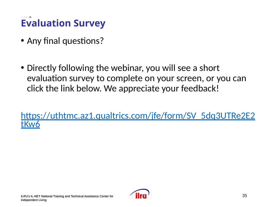 >>Slide 1 IL-NET National Training and Technical - slide 35 of 36