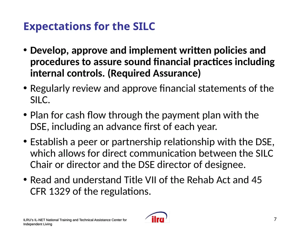 >>Slide 1 IL-NET National Training and Technical - slide 7 of 36