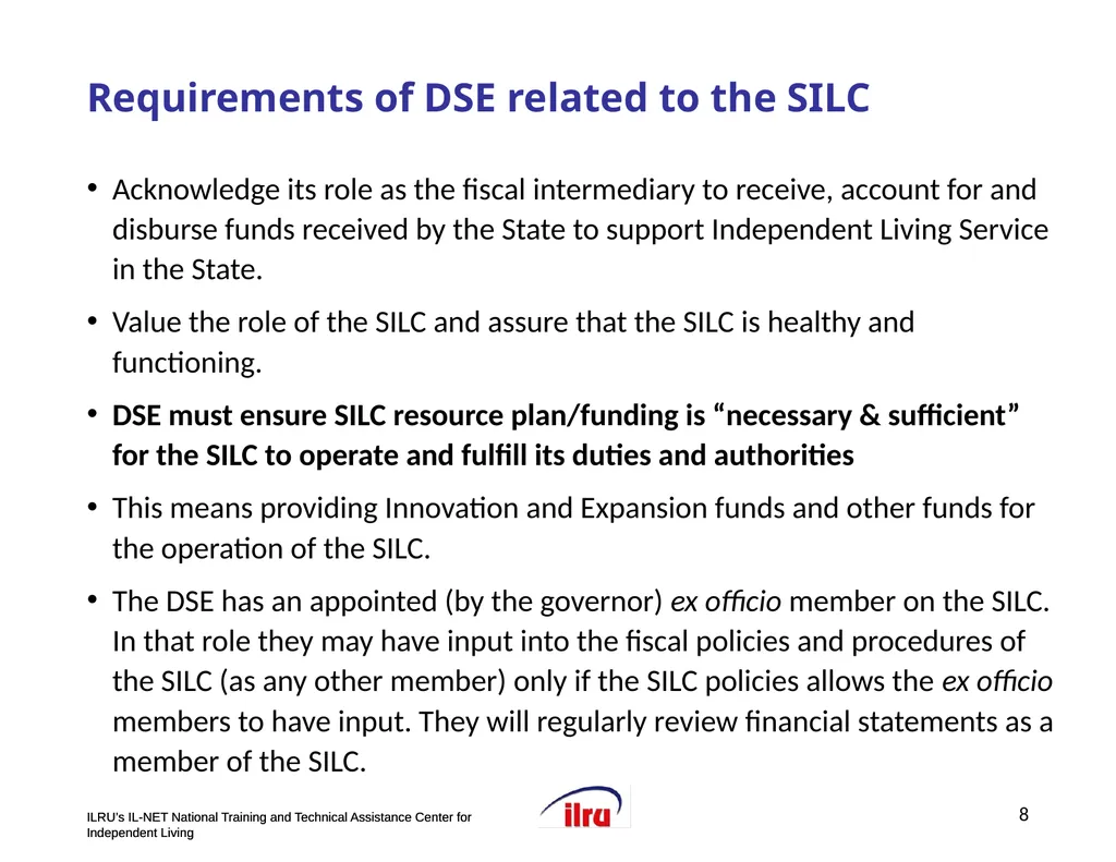 >>Slide 1 IL-NET National Training and Technical - slide 8 of 36