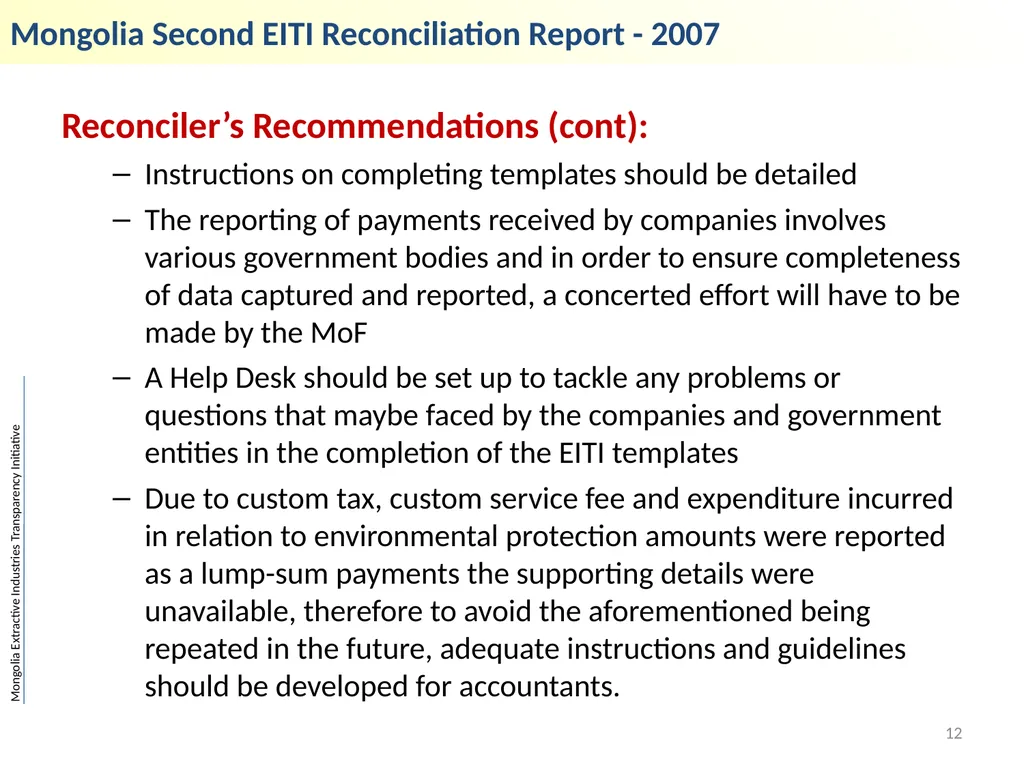 Mongolia Extractive Industries Transparency - slide 12 of 19