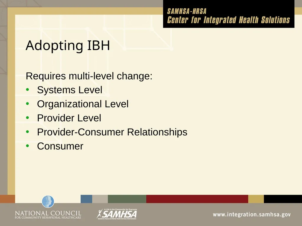 Implementing Integrated Behavioral Healthcare - slide 4 of 49