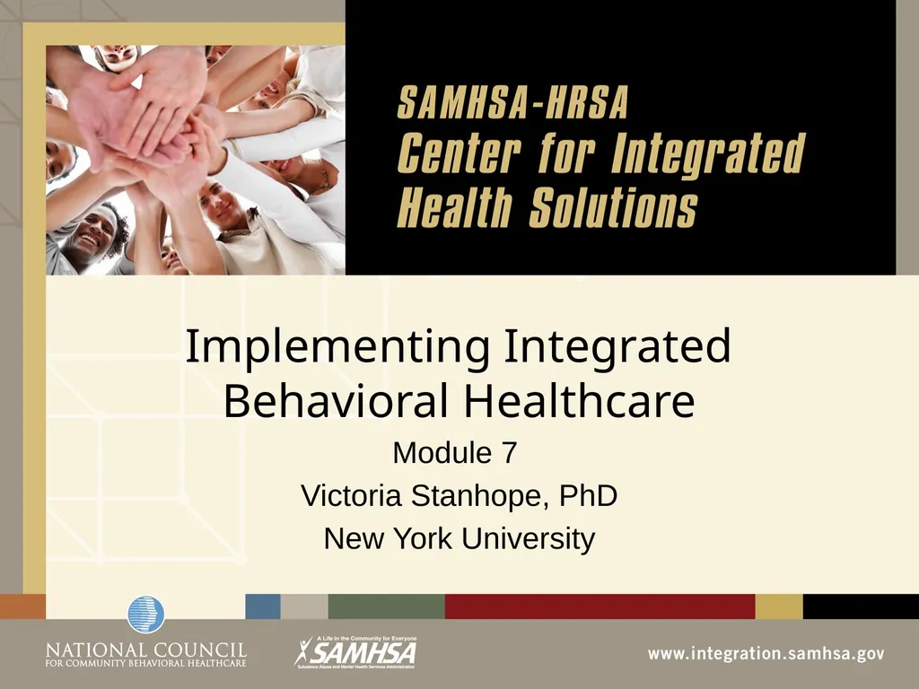 Implementing Integrated Behavioral Healthcare - slide 1 of 49