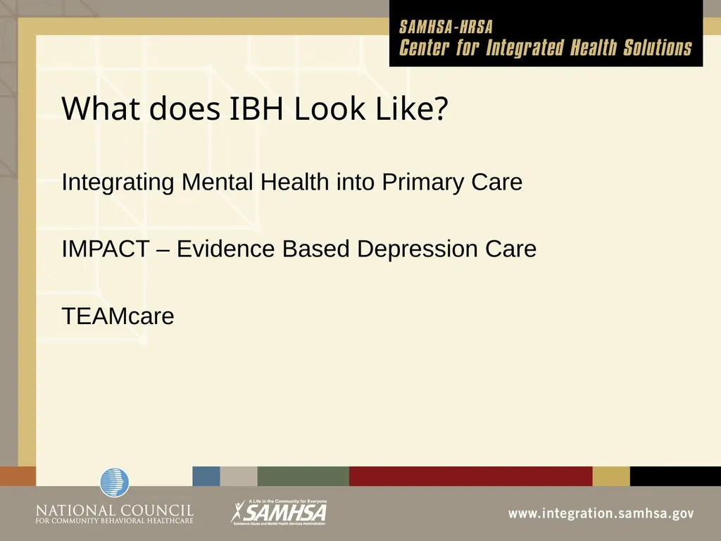 Implementing Integrated Behavioral Healthcare - slide 3 of 49