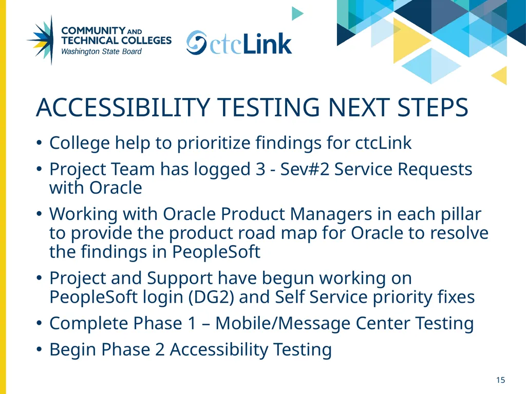 ctcLink Project Update Washington State Student - slide 15 of 22