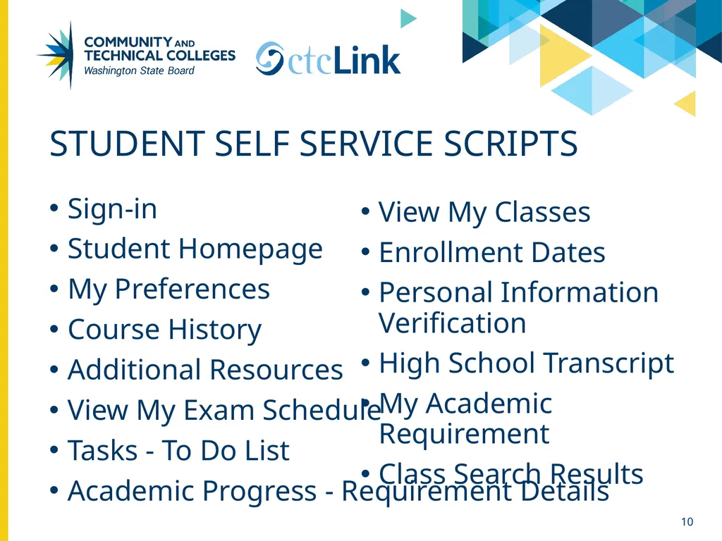 ctcLink Project Update Washington State Student - slide 10 of 22