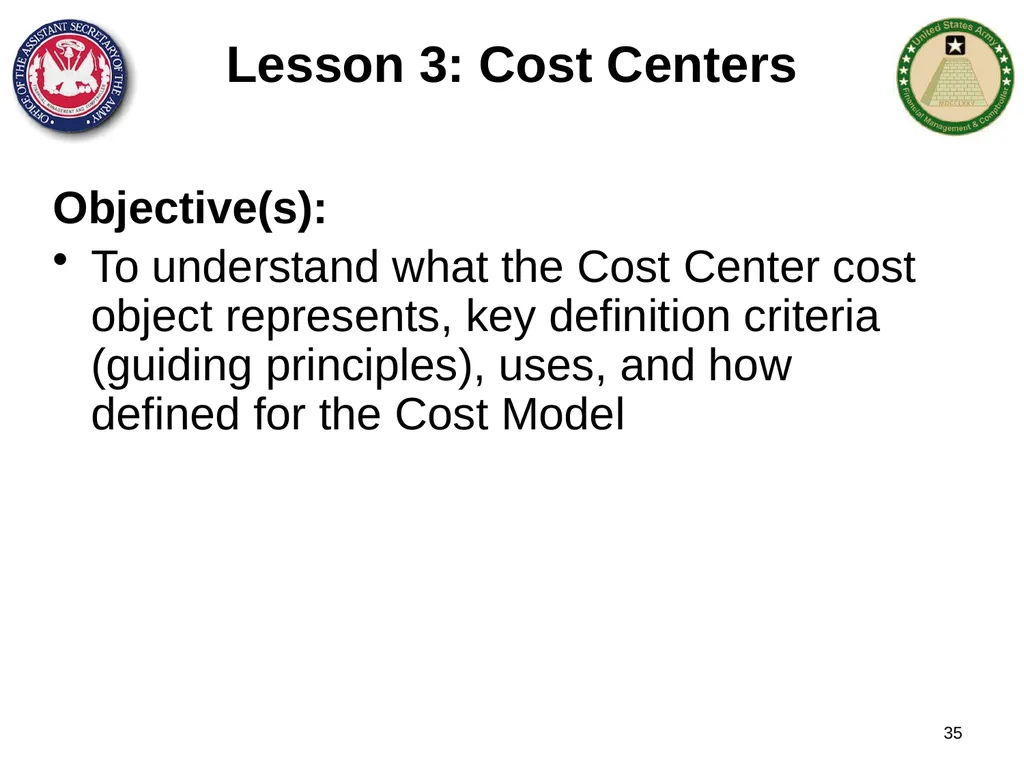 Section 1: Cost Management Overview What are costs - slide 35 of 122