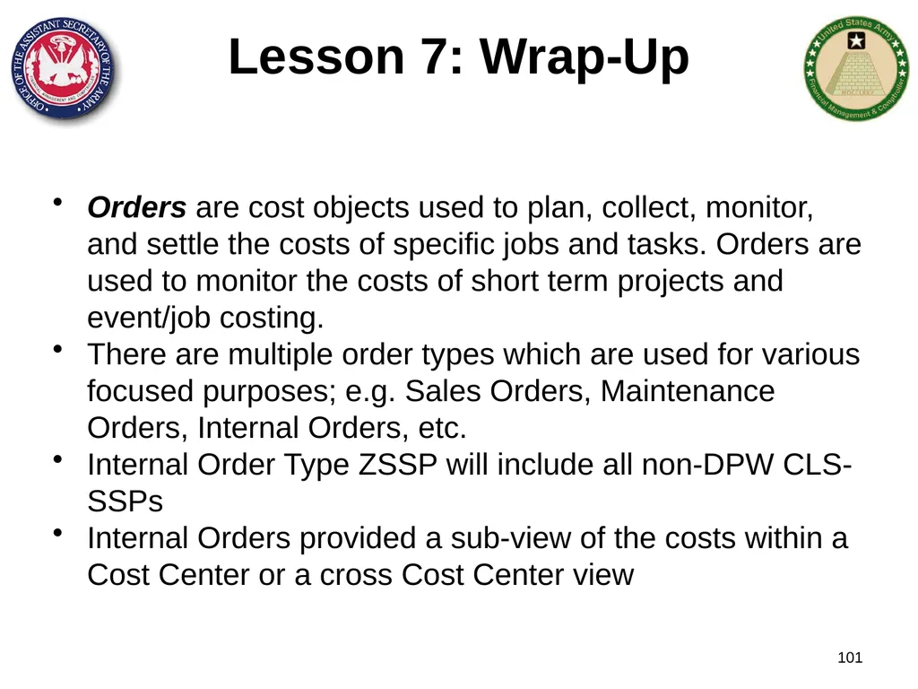 Section 1: Cost Management Overview What are costs - slide 101 of 122