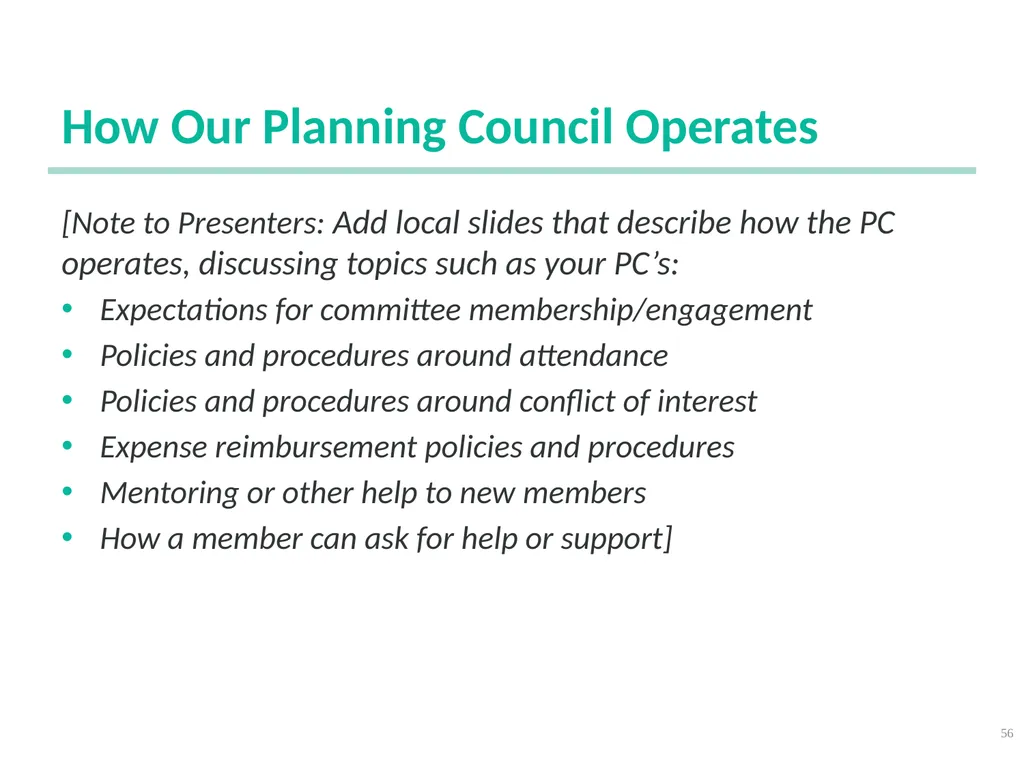 Planning Council New Member Orientation 1 [Notes - slide 56 of 73