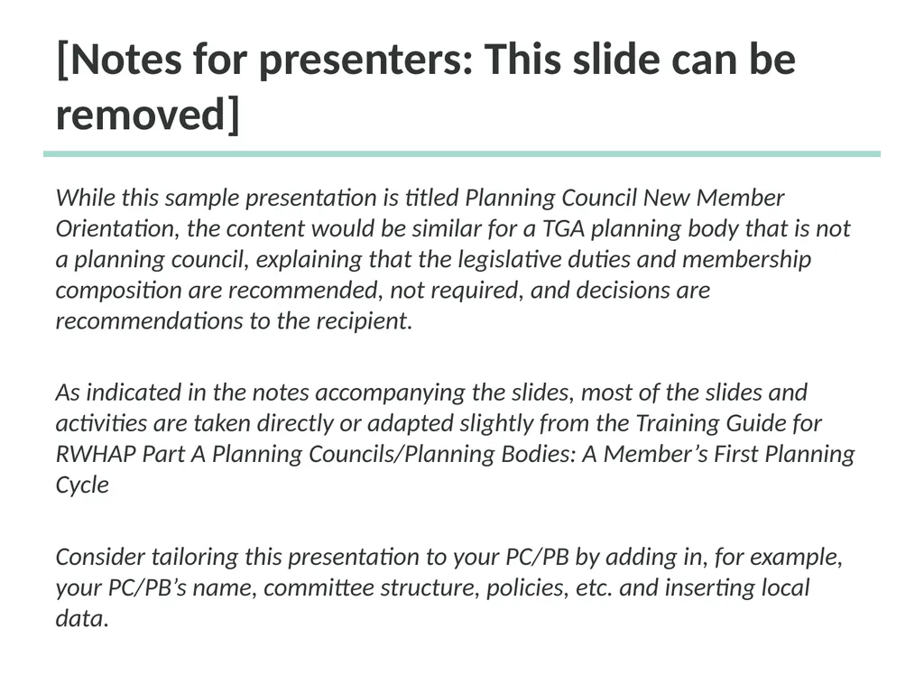 Planning Council New Member Orientation 1 [Notes - slide 2 of 73