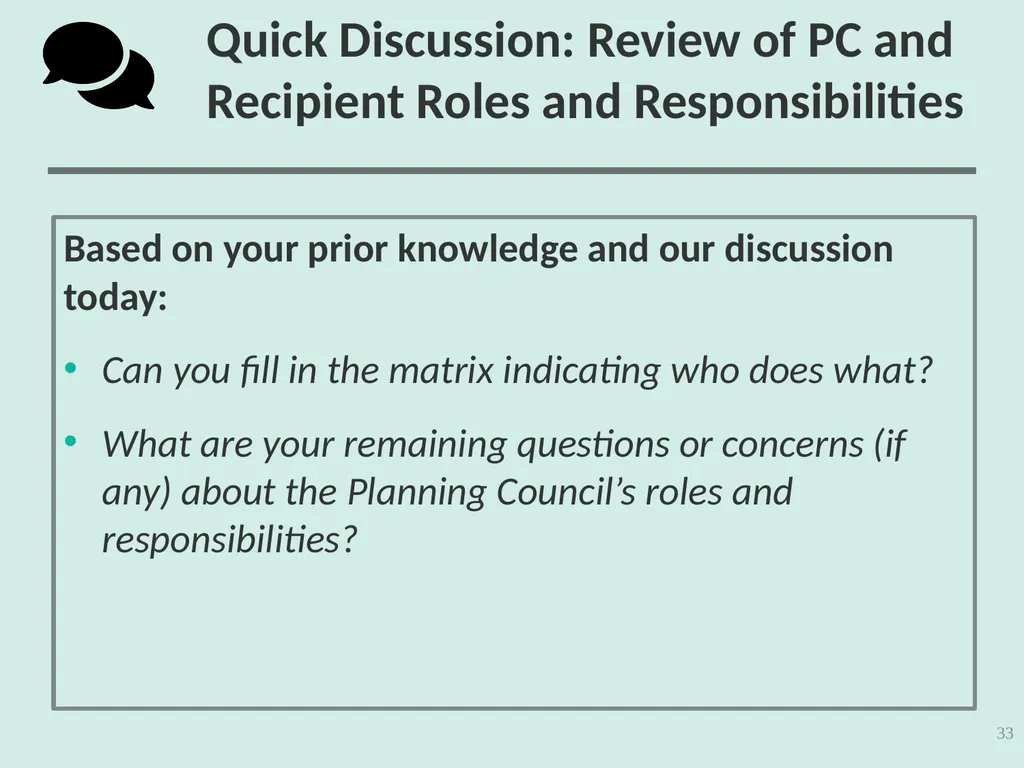 Planning Council New Member Orientation 1 [Notes - slide 33 of 73