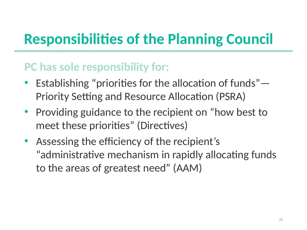 Planning Council New Member Orientation 1 [Notes - slide 26 of 73