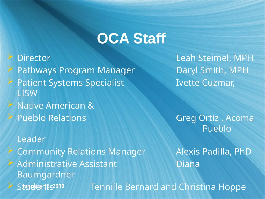 January 15, 2010 Report-to-the-Community Opened in - slide 5 of 37