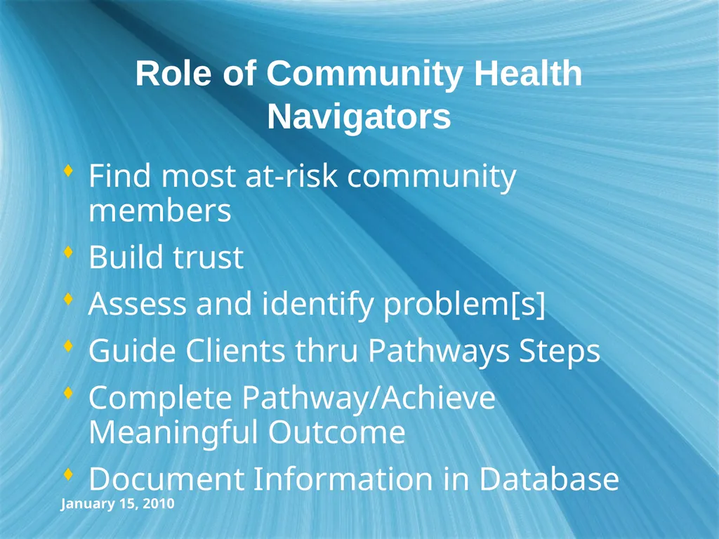 January 15, 2010 Report-to-the-Community Opened in - slide 17 of 37