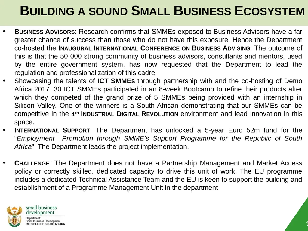 Department of Small Business Development (DSBD) - slide 13 of 77