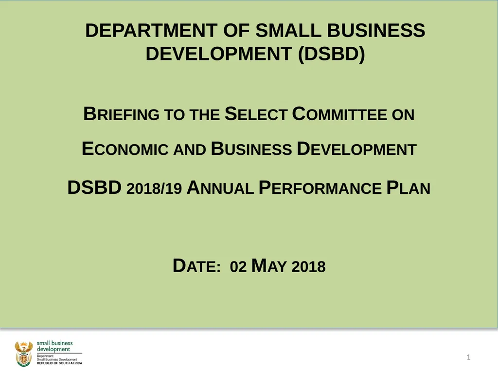 Department of Small Business Development (DSBD) - slide 1 of 77