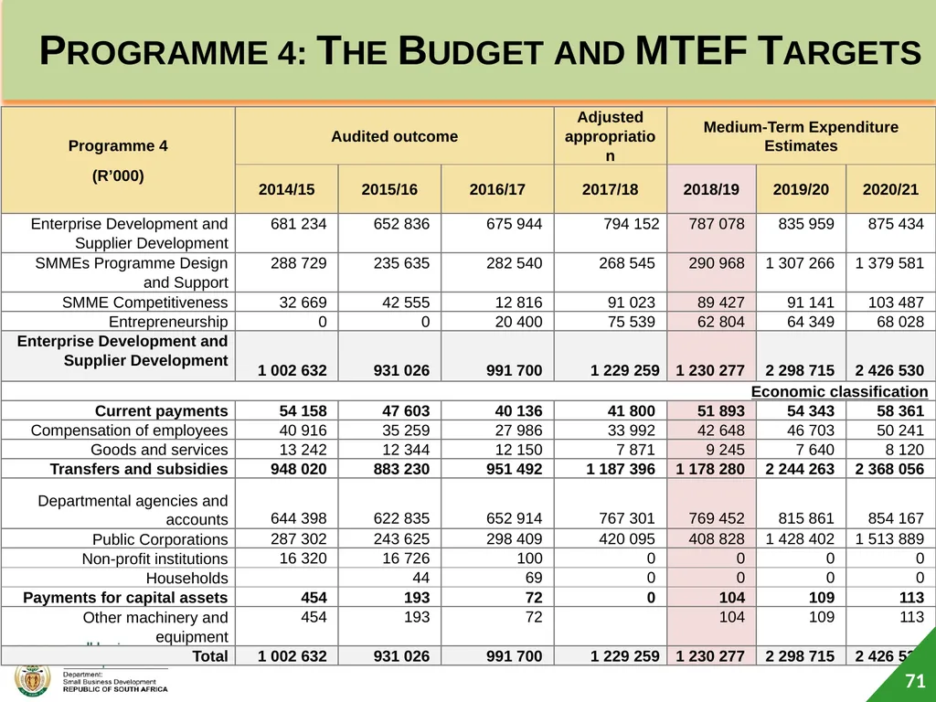Department of Small Business Development (DSBD) - slide 71 of 77