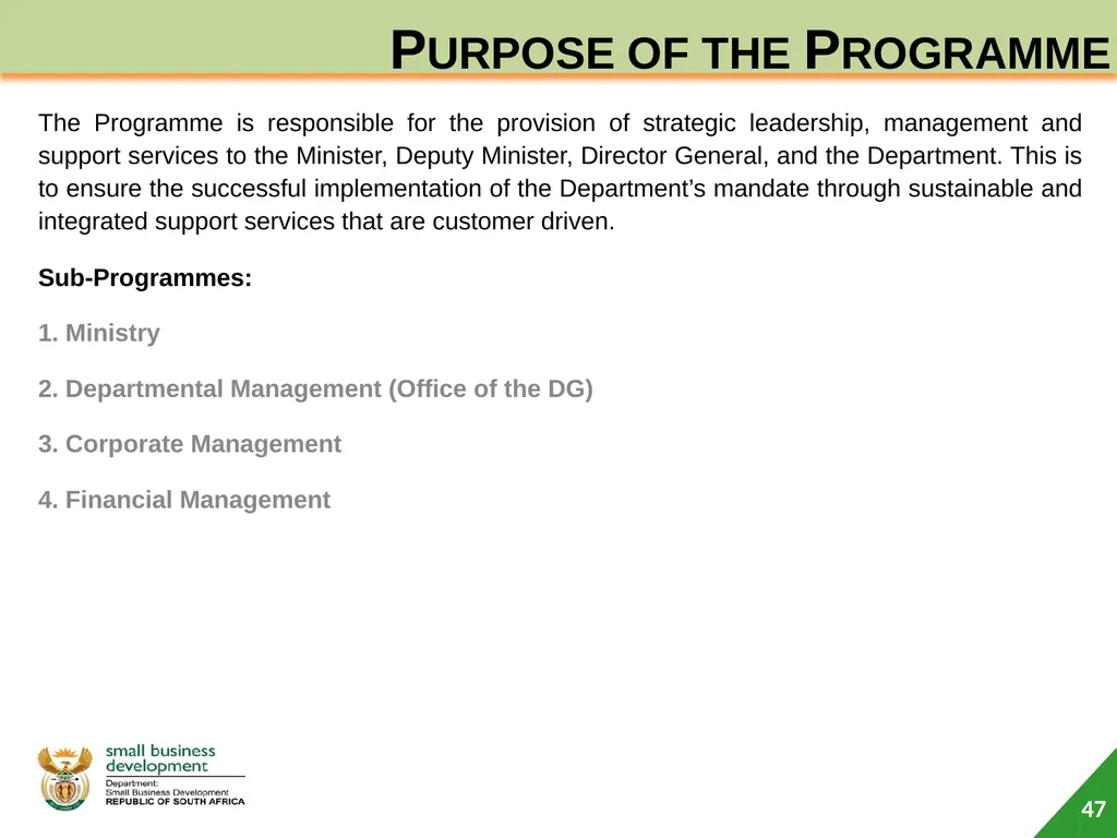 Department of Small Business Development (DSBD) - slide 47 of 77