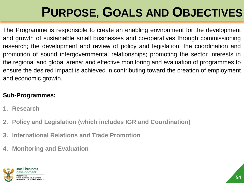 Department of Small Business Development (DSBD) - slide 54 of 77