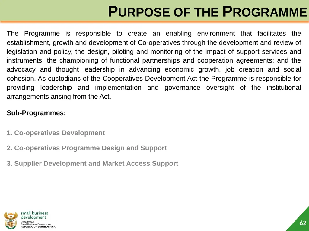 Department of Small Business Development (DSBD) - slide 62 of 77