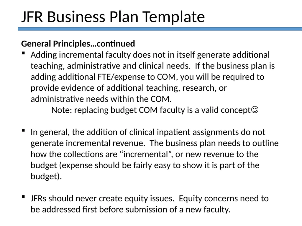 JFR Faculty Hire Business Plan Template Training - slide 3 of 34