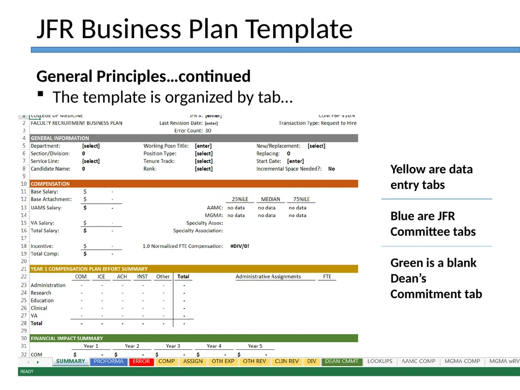 JFR Faculty Hire Business Plan Template Training - slide 4 of 34
