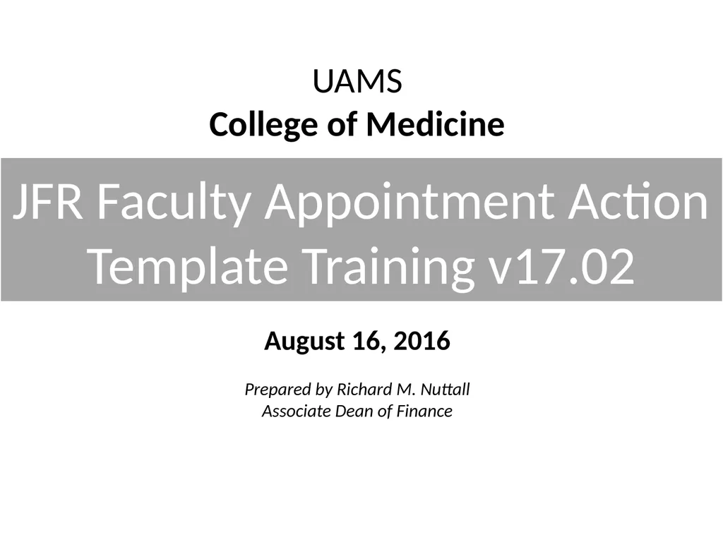 JFR Faculty Hire Business Plan Template Training - slide 19 of 34