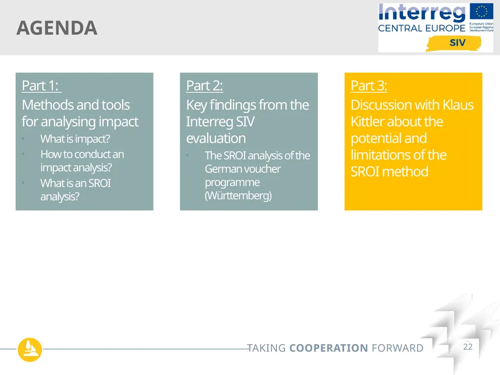 Interreg SIV Webinar Series Online| May 12th 2022 - slide 22 of 26